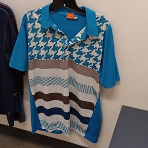 PUMA Active Blue Pattern Polo Size M EUC